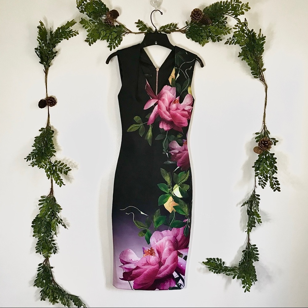 NWOT Ted Baker Oldiva Bodycon Floral dress Size 0